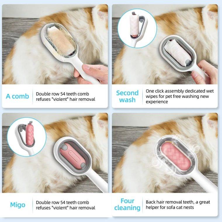 2 In-1 Cat Grooming Sticky Brush With Water Tank - Image 14