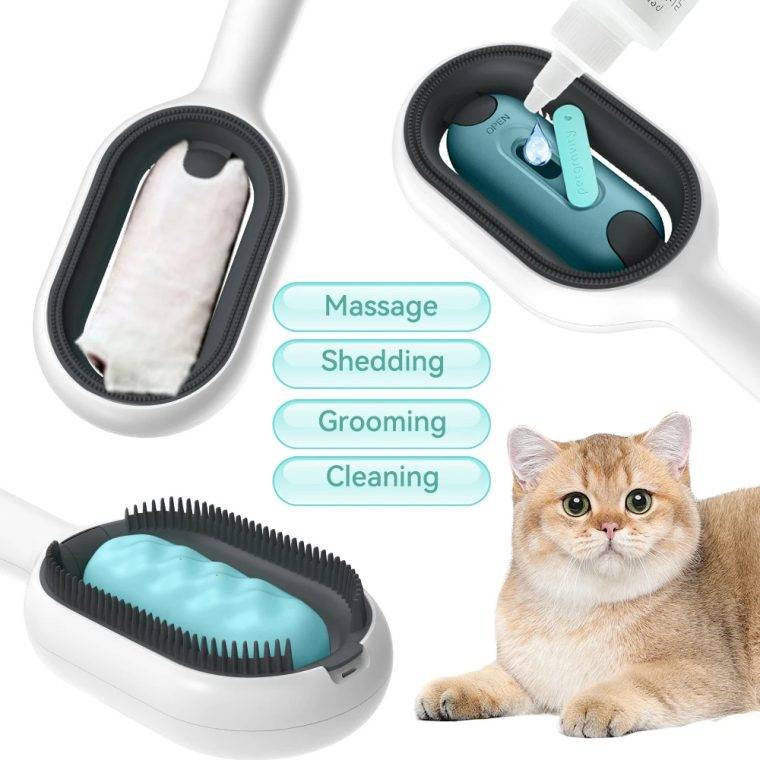 2 In-1 Cat Grooming Sticky Brush With Water Tank - Image 22