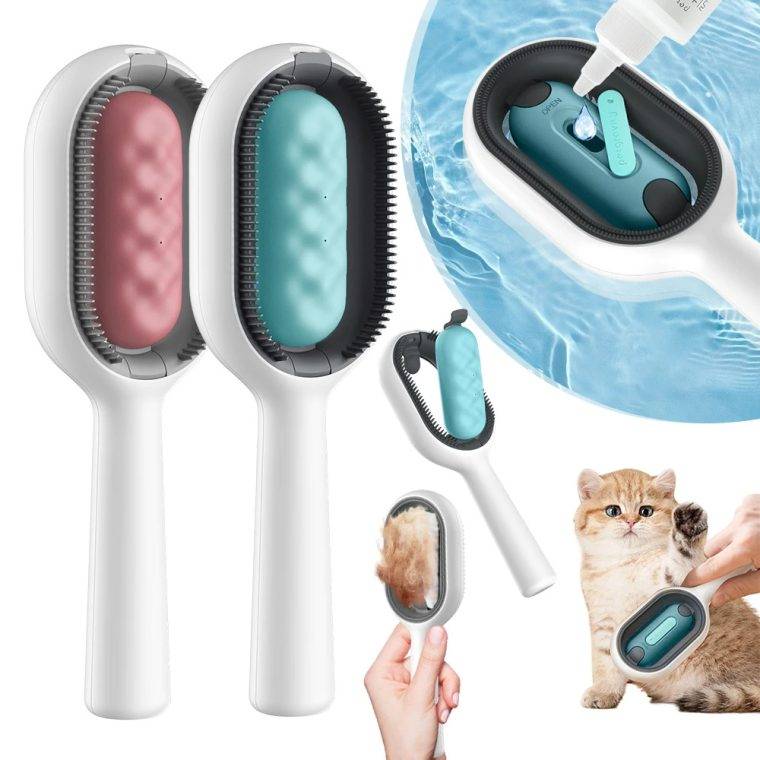 2 In-1 Cat Grooming Sticky Brush With Water Tank - Image 7