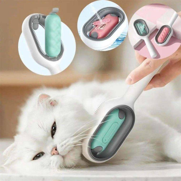 2 In-1 Cat Grooming Sticky Brush With Water Tank - Image 13